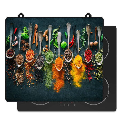 Inductie beschermer kruiden en specerijen lepels voor op de inductie kookplaat, vooraanzicht