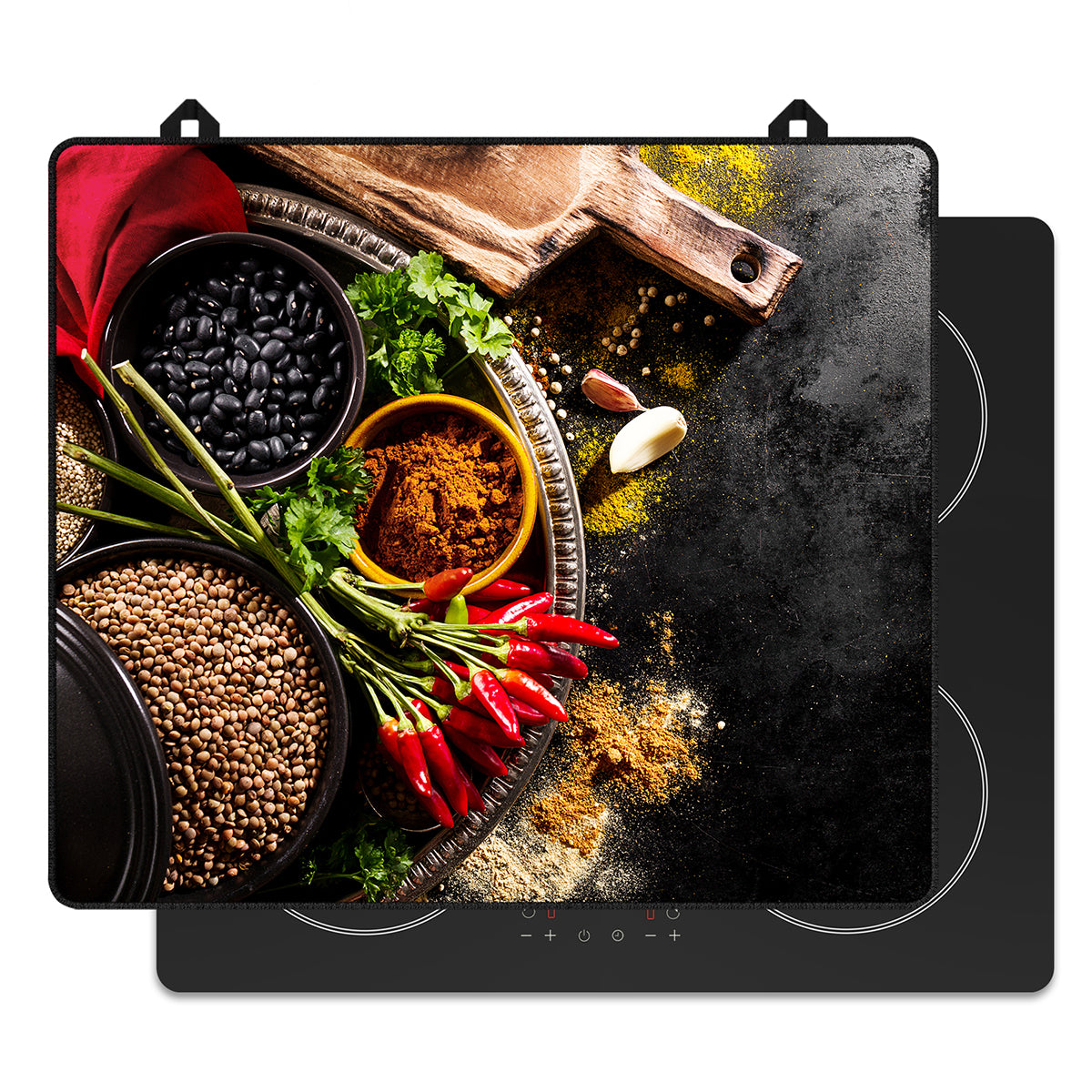 Inductie beschermer pittige specerijen voor op de inductie kookplaat, vooraanzicht