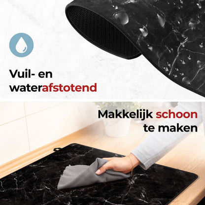 Inductie beschermer marmer zwart en wit makkelijk schoon te maken