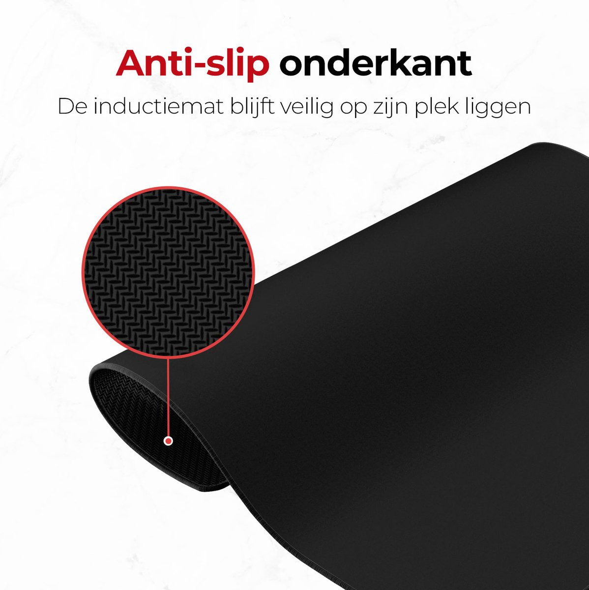Inductie mat zwart effen anti slip onderkant
