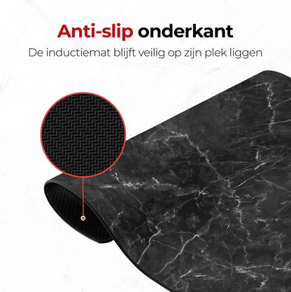 Inductie mat marmer zwart en wit anti slip onderkant