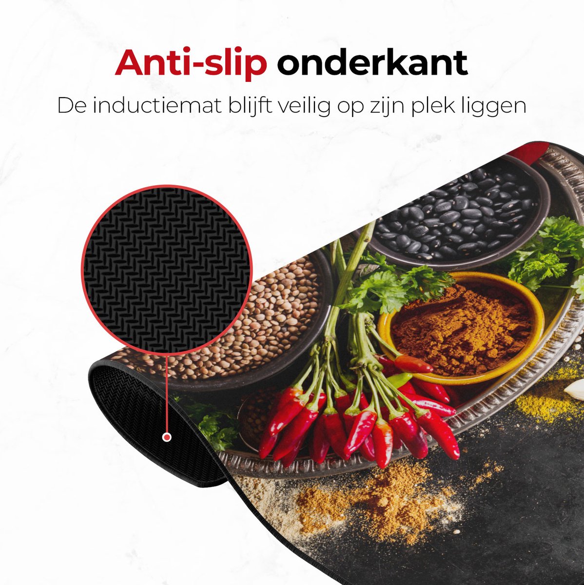 Inductie mat pittige specerijen anti slip onderkant