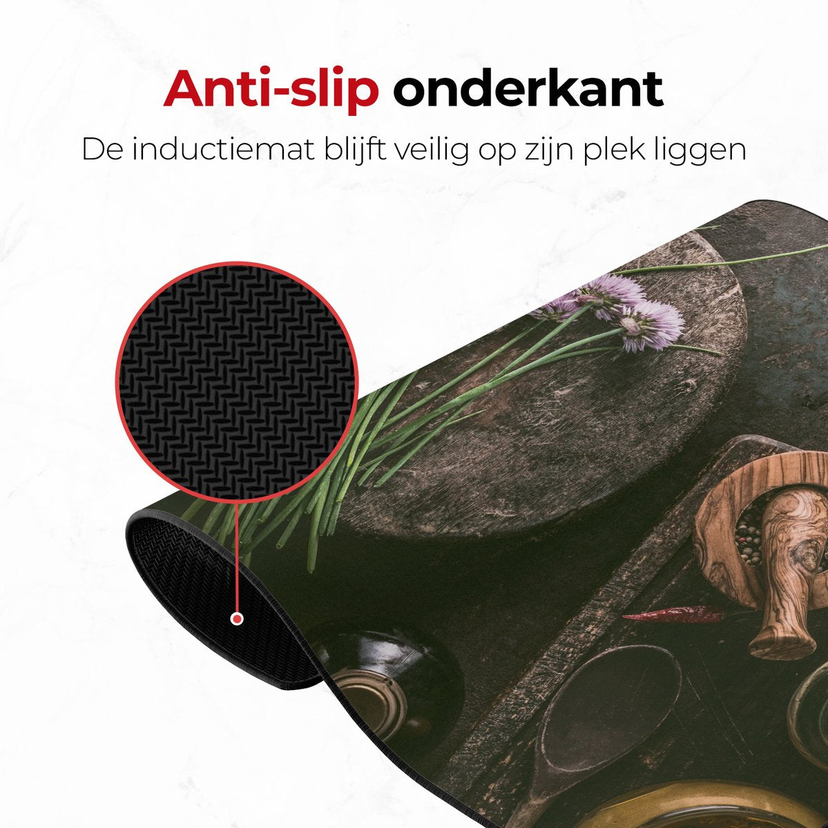 Inductie mat stilleven specerijen anti slip onderkant