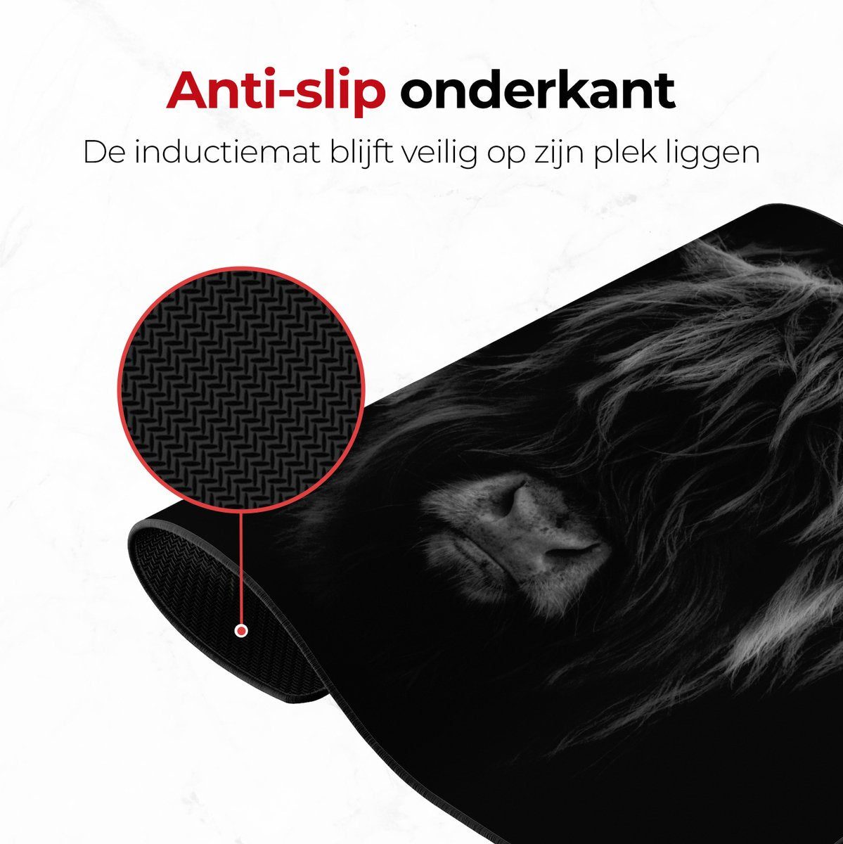Inductie mat Schotse hooglander anti slip onderkant