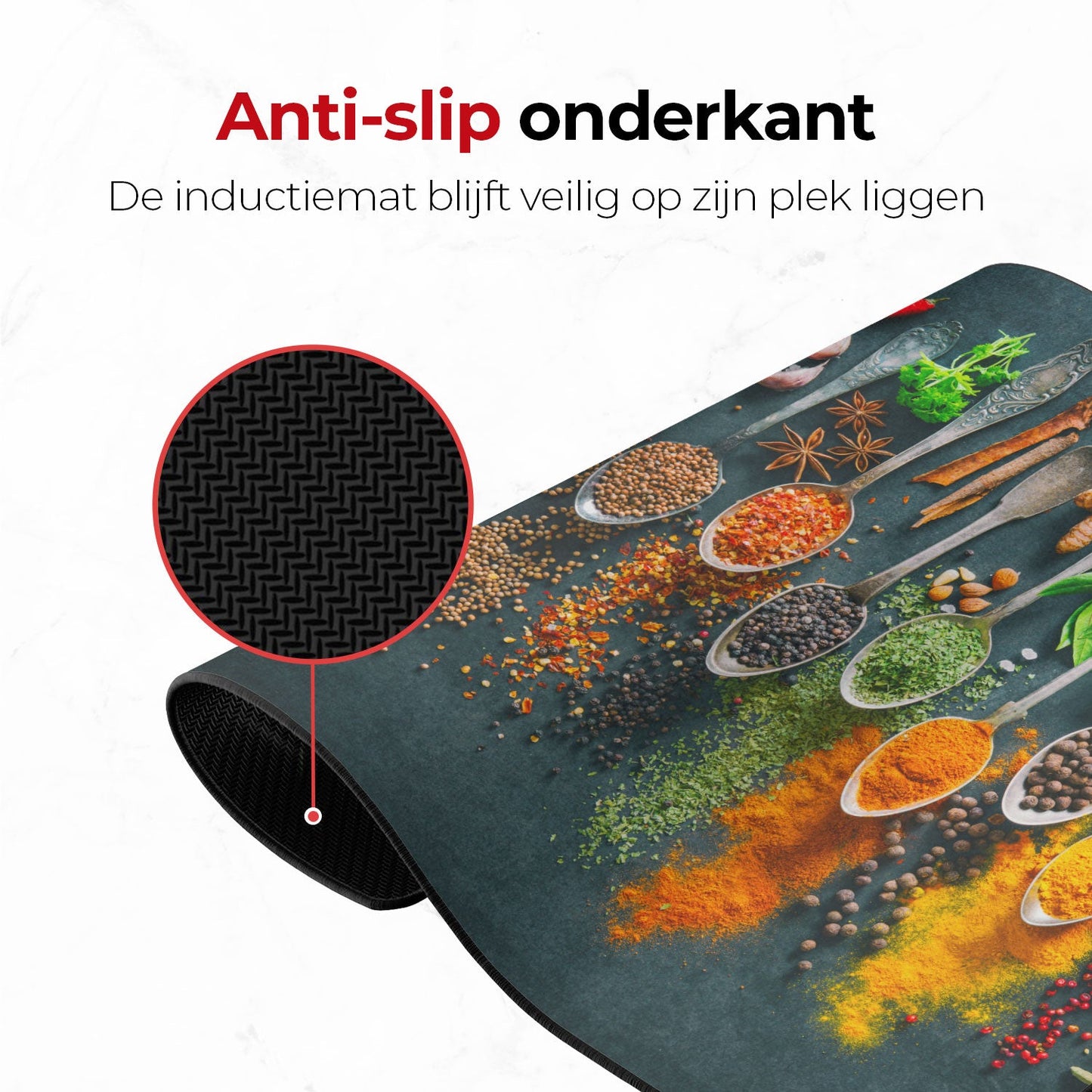 Inductie mat kruiden en specerijen lepels anti slip onderkant